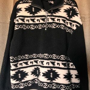H&M Black and White Zip Up Sweater